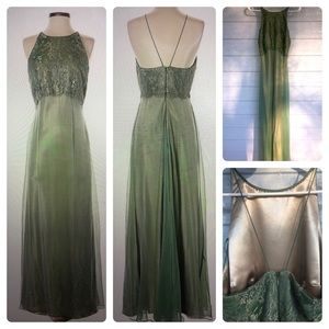 Carmen Marc Valvo Celadon Green 100%Silk Dress Sz6